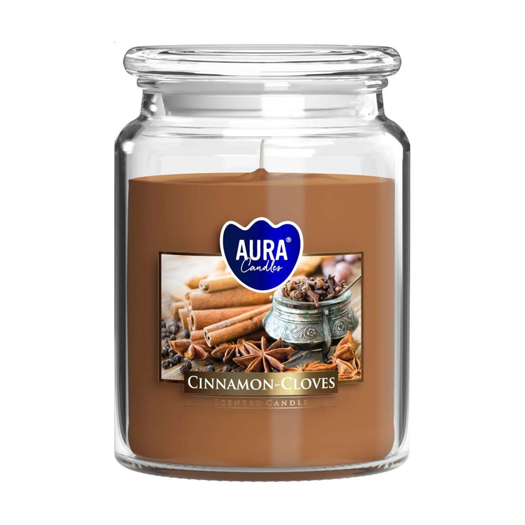 Ароматична свічка в банці Bispol Scented Candle Aura Cinnamon Cloves, 500 г (snd99-374)